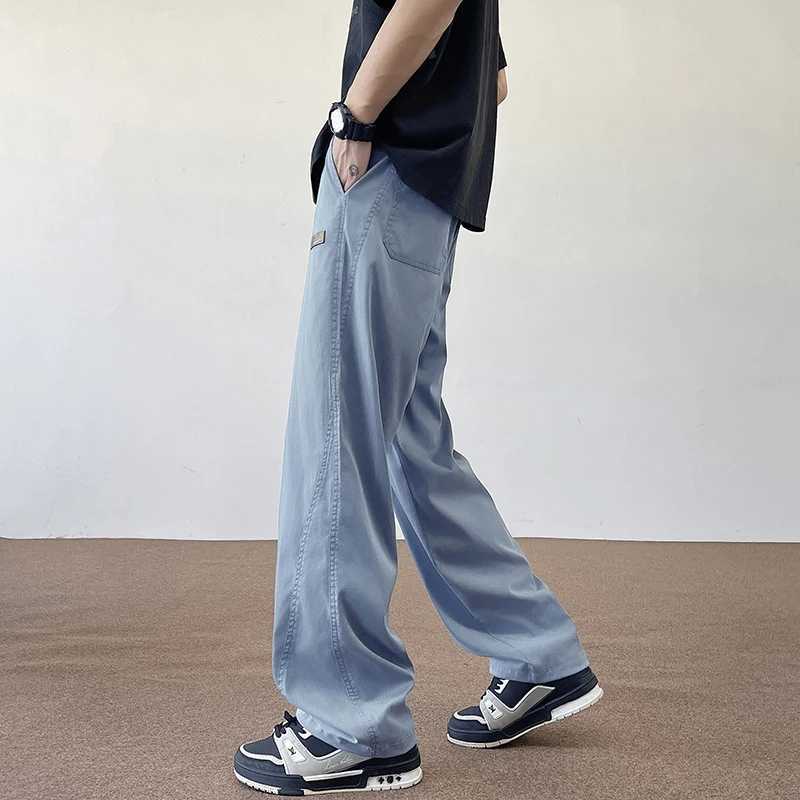 Summer Ice Silk Breathable 195cm Tall Man Pants Extralong Trouser Length 115 Elastic Waist Straightleg Sportswear Casual Pants J251203