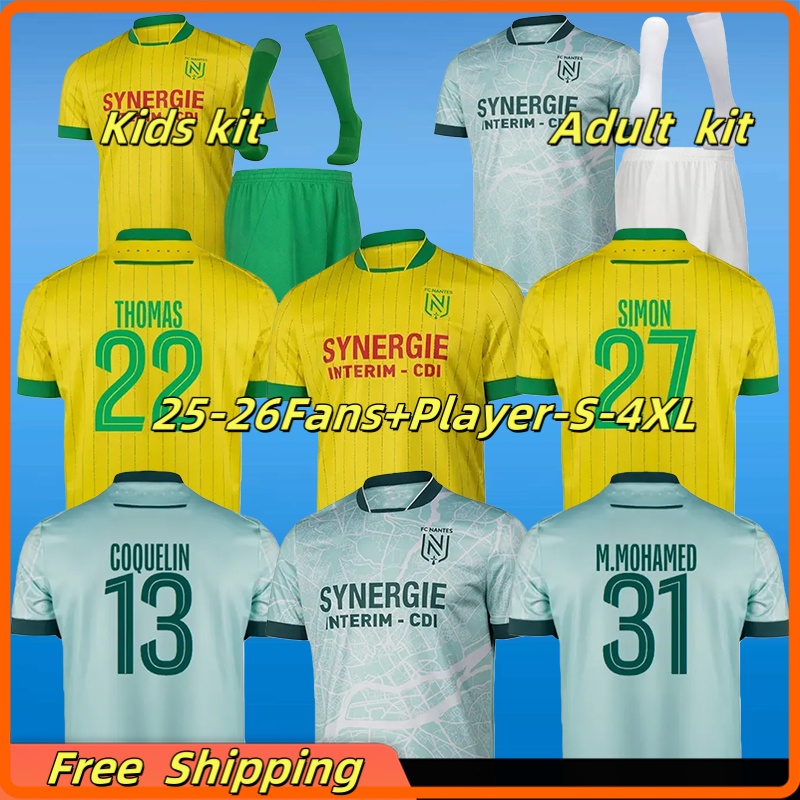 XXXL 4XL 2025 2026 FC Nantes Soccer Jerseys ABLINE SIMON Les Canaris Maillots de football M.MOHAMED THOMAS 25 26 Football Shirts LEPENANT M.ELIA Men Uniforms kids kits