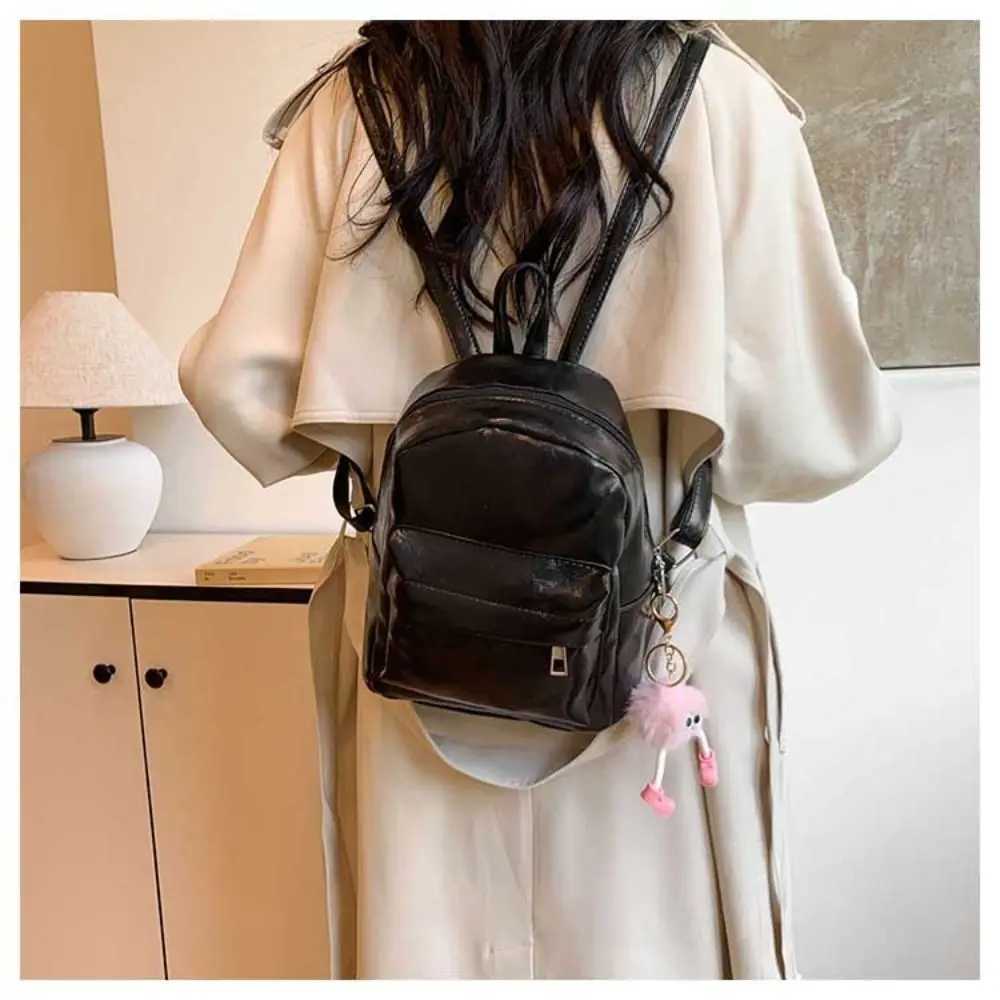 Fashion PU Leather Small Backpack Y2k Kawaii Student Bag Trendy School BagT251016