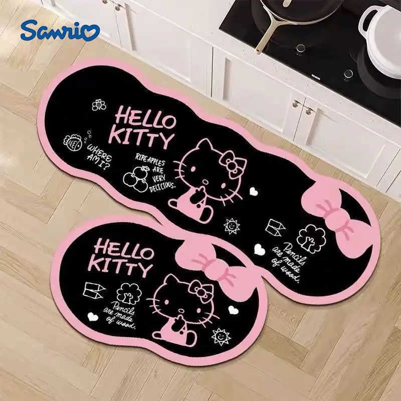 Sanrio Diatom Mud Cartoon HelloKitty Kitchen Floor Mat Quick Drying Norinse Household Dirt Strip Resistant and Oil Absorbing Carpet L251016