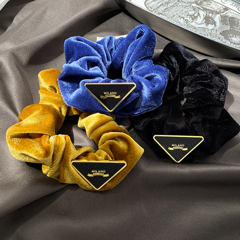 Letter Velvet Scrunchies Triangle Elastic Hair Band for Gift Party Fashion Hair Accessories