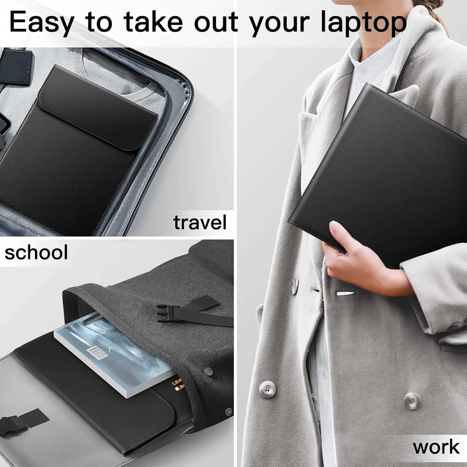 1416 Inch Laptop Sleeve Case PU Leather Bag for MacBook Air 15 20232025MacBook Pro 16 Waterproof Antiscratch Portable CasesW251015