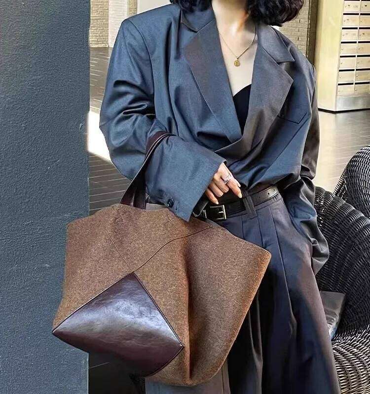 Trend Suede Women Top-Handle Handbag High Quality Tote Purse Large Capacity Commuting Shoulder Solid Casual Satchel Bag Suotong251016 Suotong251016 Su