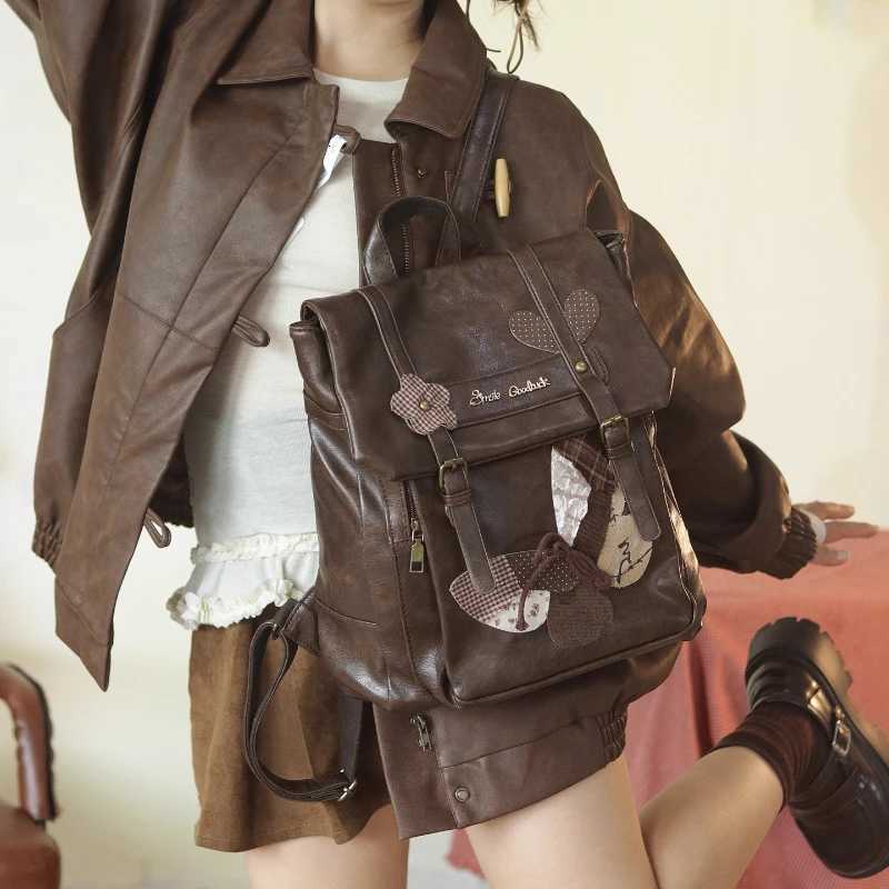 Vintage Y2k Aesthetic All Match Schoolbag Patchwork Butterfly Casual Backpacks Streetwear Fashion Preppy Bags for Women StudentsT251016