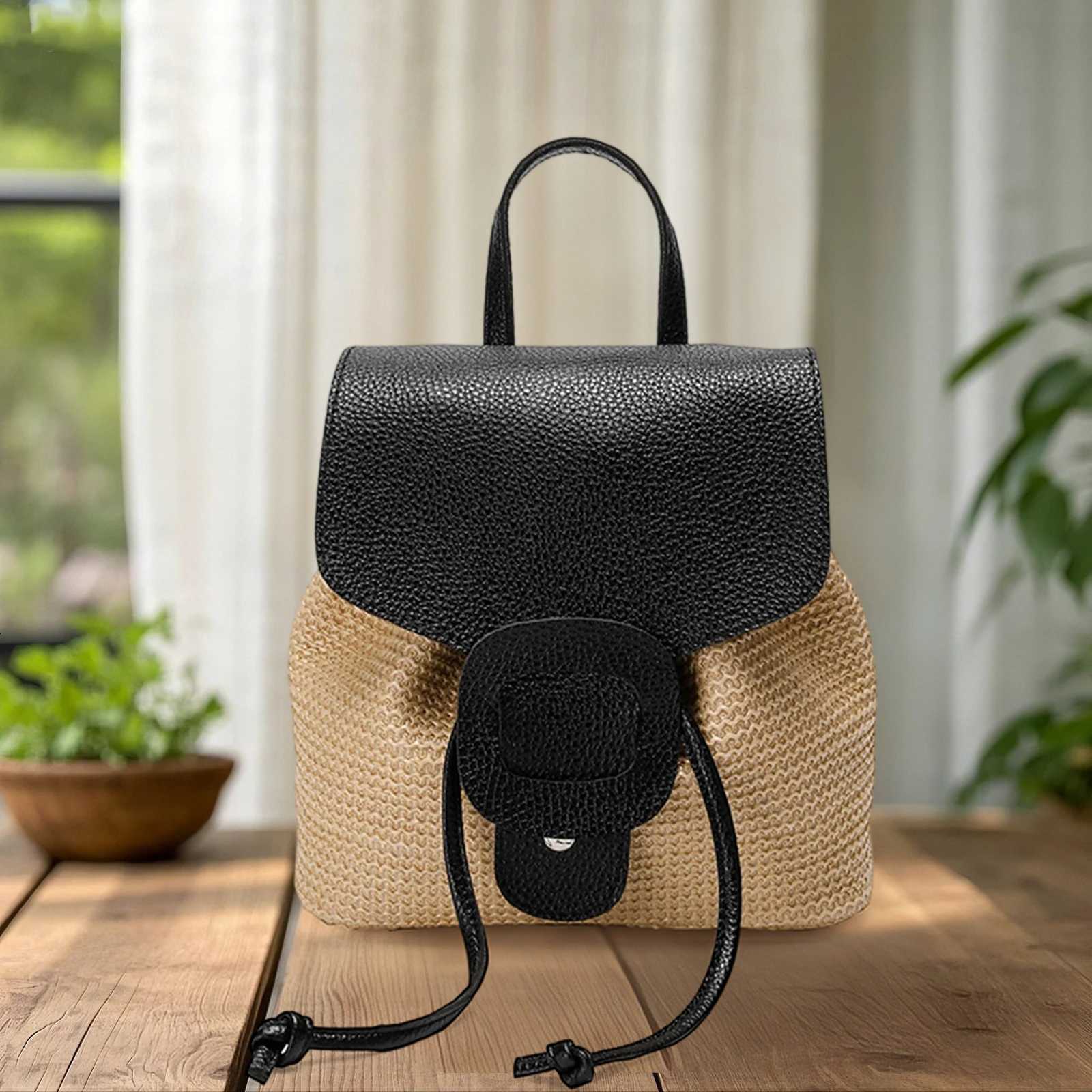 Straw Backpack Casual Flap Daypack Backpack For Women 2025 Fashion summer elegant Lightweight Travel BookbagT251016