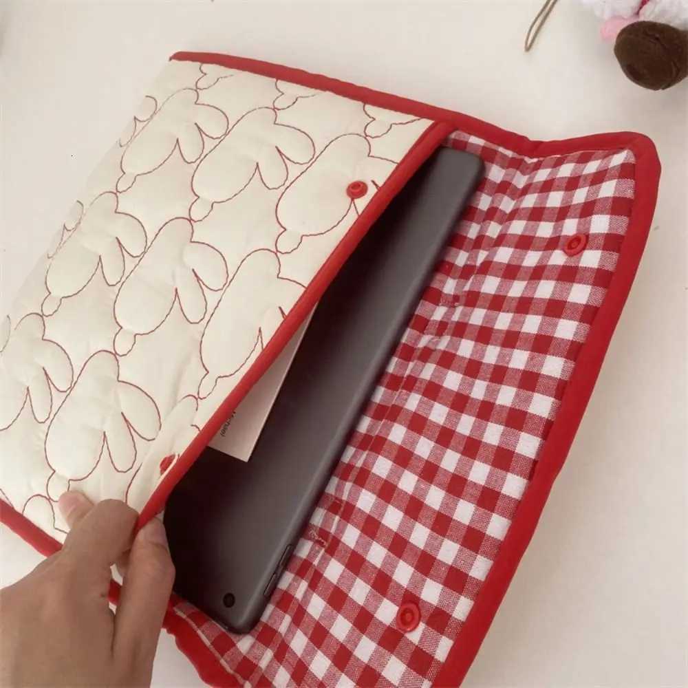 Cute Shockproof Laptop Sleeve Case Rabbit Plaid Laptop Handbag Large Capacity Cartoon Notebook CoverW251015