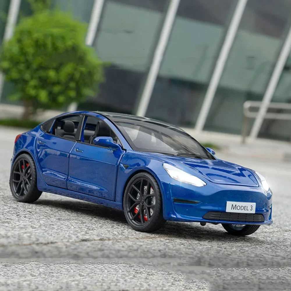 124 TESLA Model 3 Car Toys Alloy Diecasts Metal Vehicles Car Model With Sound Light Vehicle Toys For Children Gifts Collection W251016