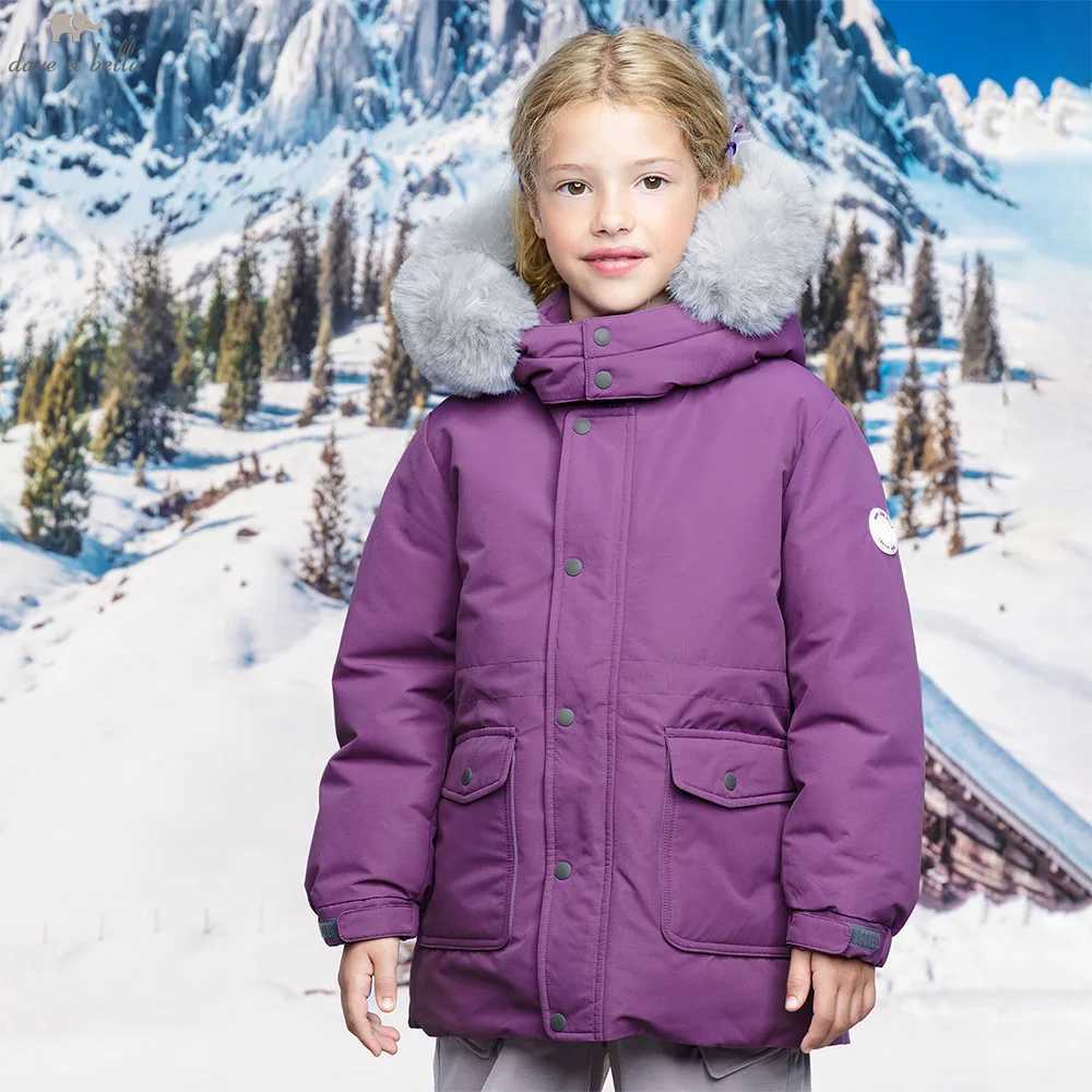 Dave Bella Girls Thicken Down Parka Hooded Jacket Children Winter Warm Down Coats Windproof Outwear Clothes DKH19334AT251016