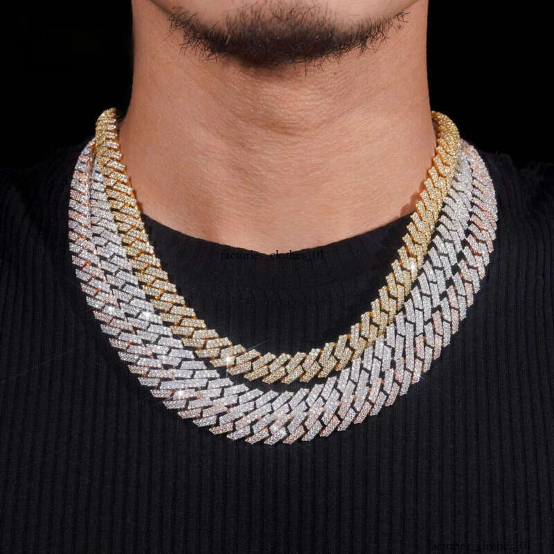 High Quality Hip Hop Jewelry Men Fashion Necklaces 12mm 2 Rows Sterling Sier Iced Out Moissanite Dia Cuban Link Chain