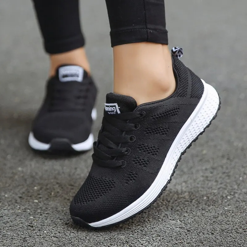 Women Casual Shoes Fashion Breathable Walking Mesh FlatShoesSneakers White Female Footwear 251013