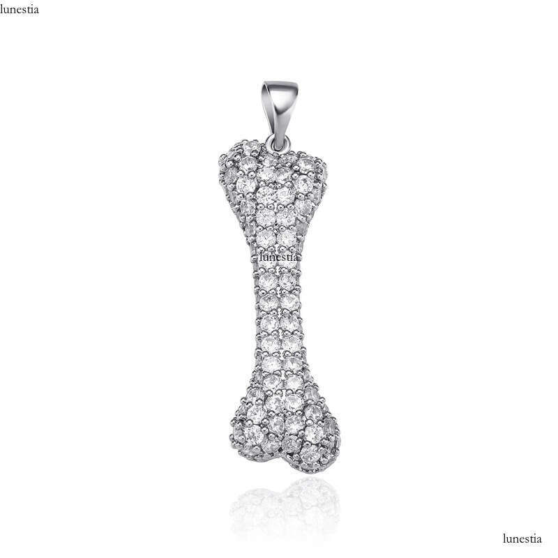 Mens Hip Hop Necklace Jewelry Sier Iced Out Bone Pendant Necklaces