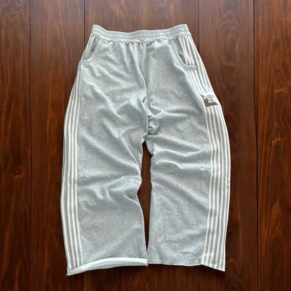 Harajuku Fashion Korean Simple Stripe Baggy Casual Pants Men Women Retro Y2K Style Oversize Trousers High Waisted Straight Pants J251203