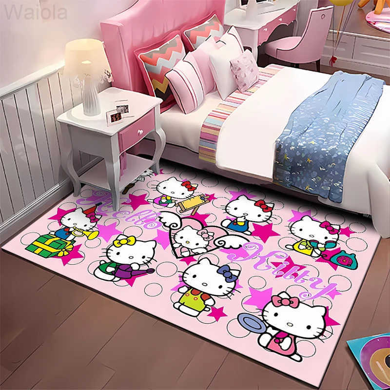 Sanrio Hello Kitty Cartoon Pattern Living Room Bedroom Carpet Bedside Floor Mat 15 Size Kids Room Cloakroom Play Mat Area Rug L251016