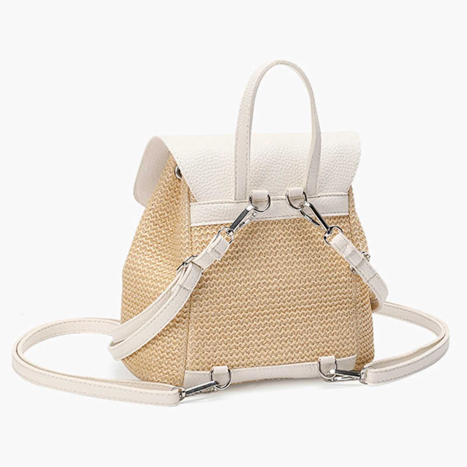 Straw Backpack Casual Flap Daypack Backpack For Women 2025 Fashion summer elegant Lightweight Travel BookbagT251016