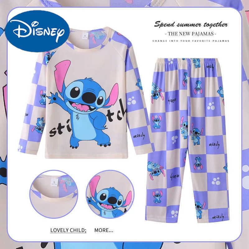 Disney Stitch Children Pajama Sets Suitable Comfortable Soft Print Kids Night Clothe Set Colorful Causal Homewear Autumn Winter H251016