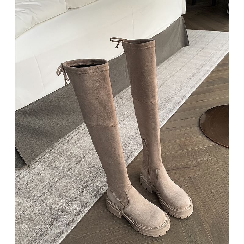 Designer Women Flats plush boot Platform Knee high boots Winter boots Trend Suede Boots