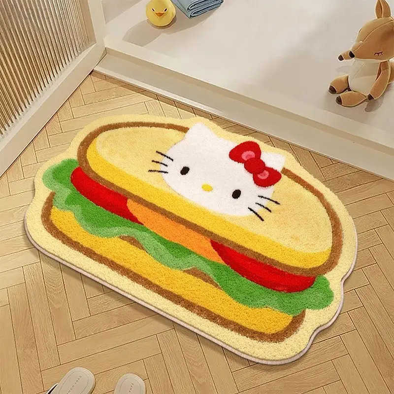 Sanrio Kawaii Anime Cute Hello Kitty bathroom entrance carpet Cartoon Bedside Water absorbing and Anti slip Mat for Home Carpet L251016