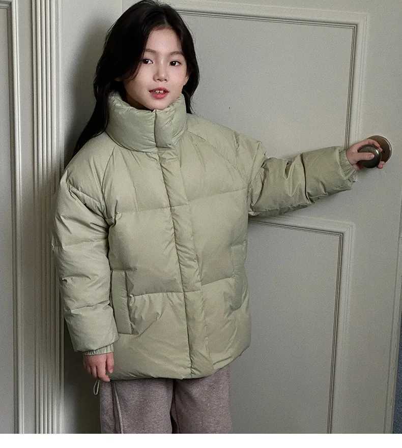 2025 Winter New Girls Boys Down Coats Korean Fashion Casual Daily Solid Color Thicken Warm Padded ParkasT251016