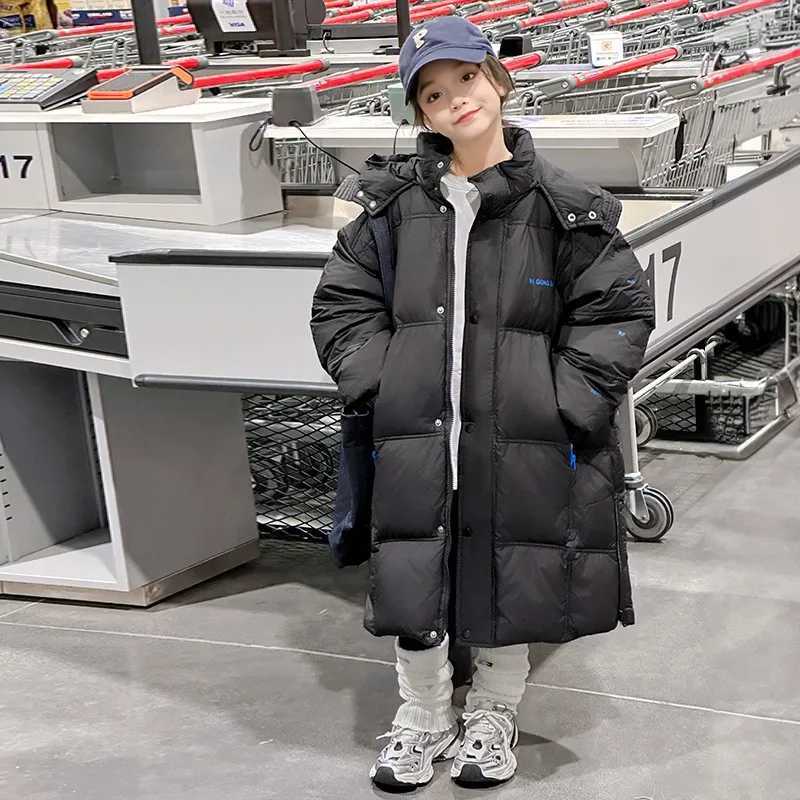Girls down Coat Winter 2024 New Western Style Girls Childrens Long Thickened Warm Little Girl CoatT251016