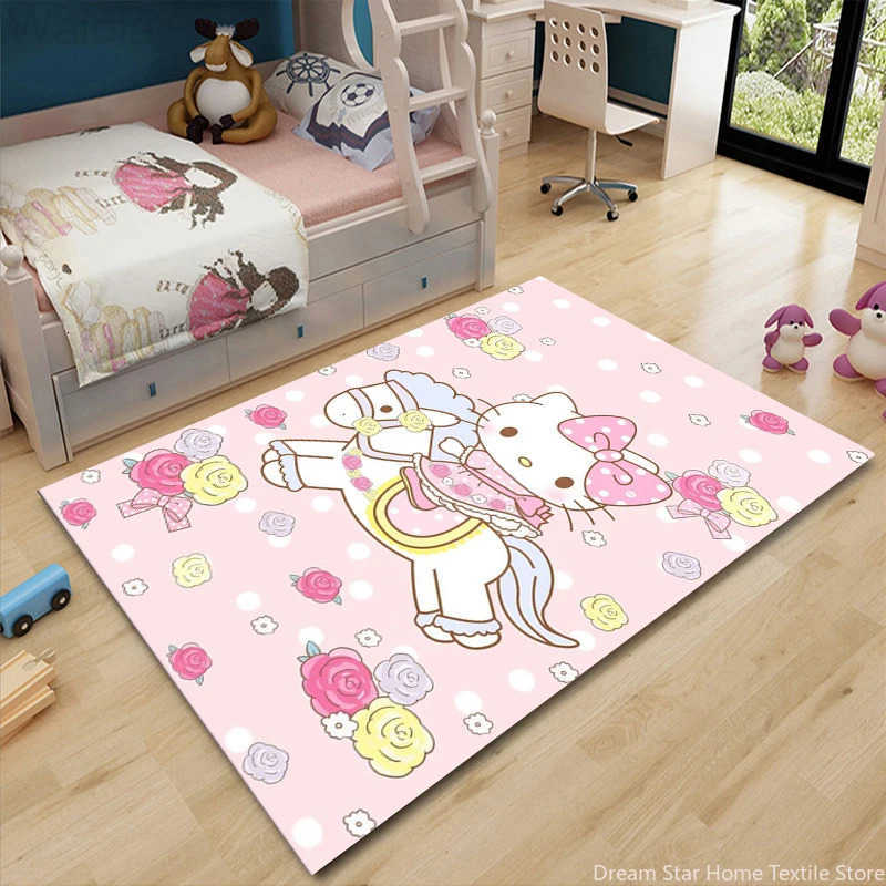 Sanrio Hello Kitty Cartoon Game Area RugCarpet Rug for Home Living Room Bedroom Sofa Doormat DecorKids Play Nonslip Floor Mat L251016
