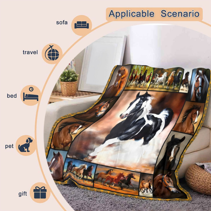 HD Digital Flannel Printed Cover Blanket Air Conditioning Blanket Small Cover Blanket Sofa Blanket