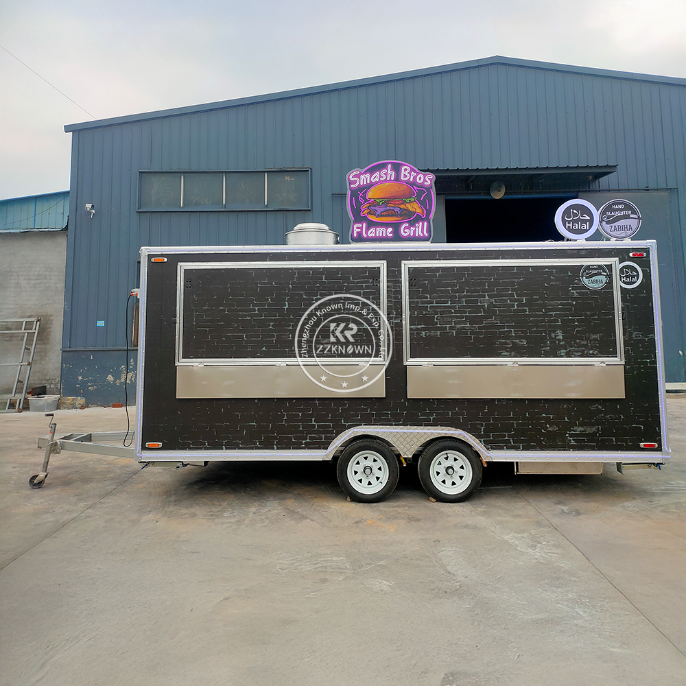 Outdoor Catering Trailer Food Truck Mobile Coffee Fast Food Bakery Food Trailer Crepe Ice Cream Carts Kebab Food Truck Fully Equipped