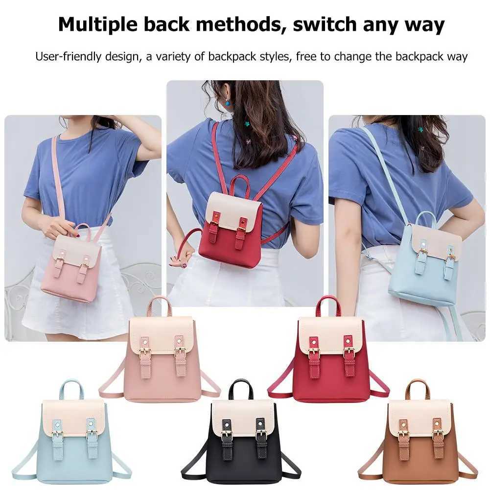 Candy Color Women Small Backpack Waterproof Splicing Hit Shoulder Bags School Bags for Teenage Girls Casual Student School BagT251016