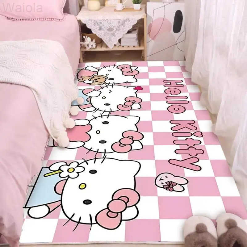 Sanrio Hot Hello Kitty Carpet Doormat Foot Mat 9060Cm Kitchen Living Room Bedroom Decoration Household Kawaii Cartoon Anime New L251016