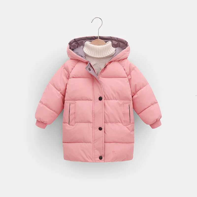 Winter Cold Protection Warm Hooded Jacket Kids Boys Girls Solid MidLength Coat Windbreaker Outerwear Casual Clothing 310 YearsT251016