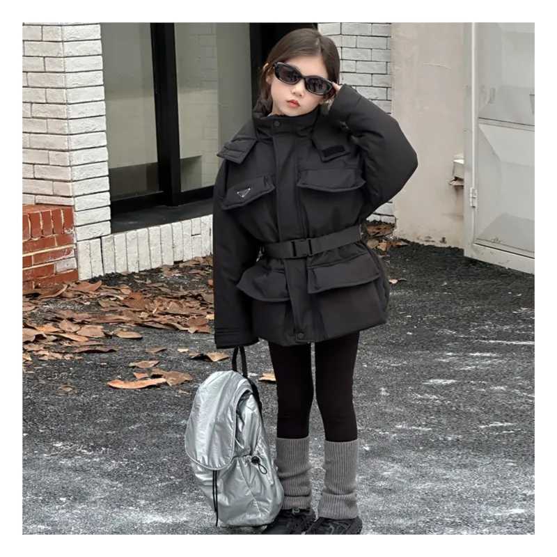 Yang Mi Shell Jacket 2024 Winter Girls Hoodie Cinched 90 White Duck down Jacket Coat Children ParkaT251016