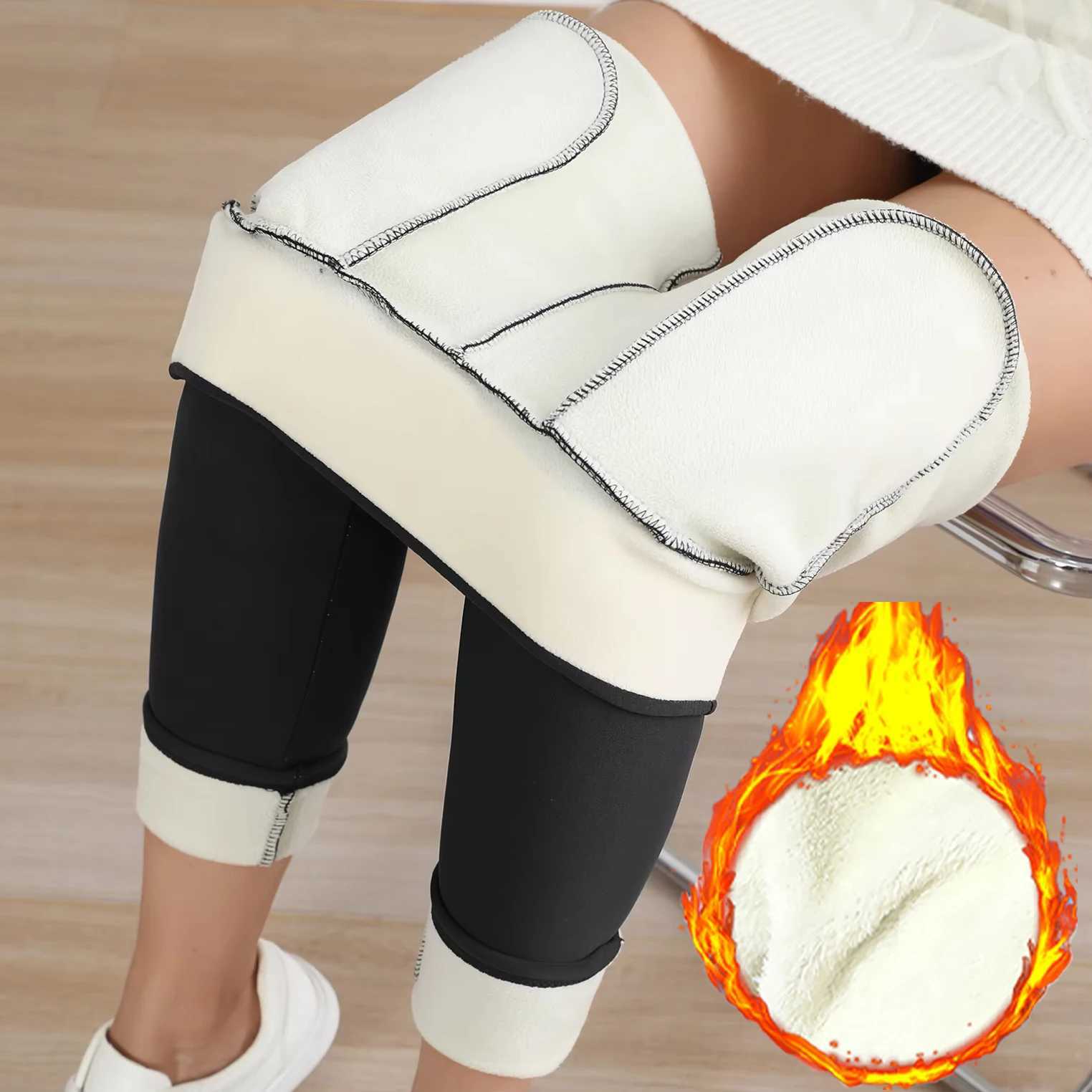 Black Velvet Autumn Winter Thick Leggings Women 300G Super Warm High Waist Solid Color Skinny Stretch One Pieces Velvet PantsT251016