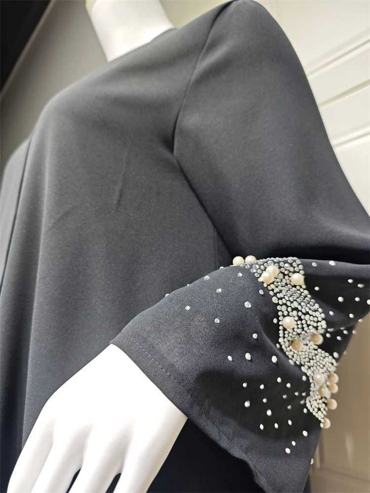 Black Open Kimono Abaya Dubai Luxury 2024 Muslim For Women Kaftan Dress With Hijab Islam Caftan Marocain Robe Femme Musulmane L251016