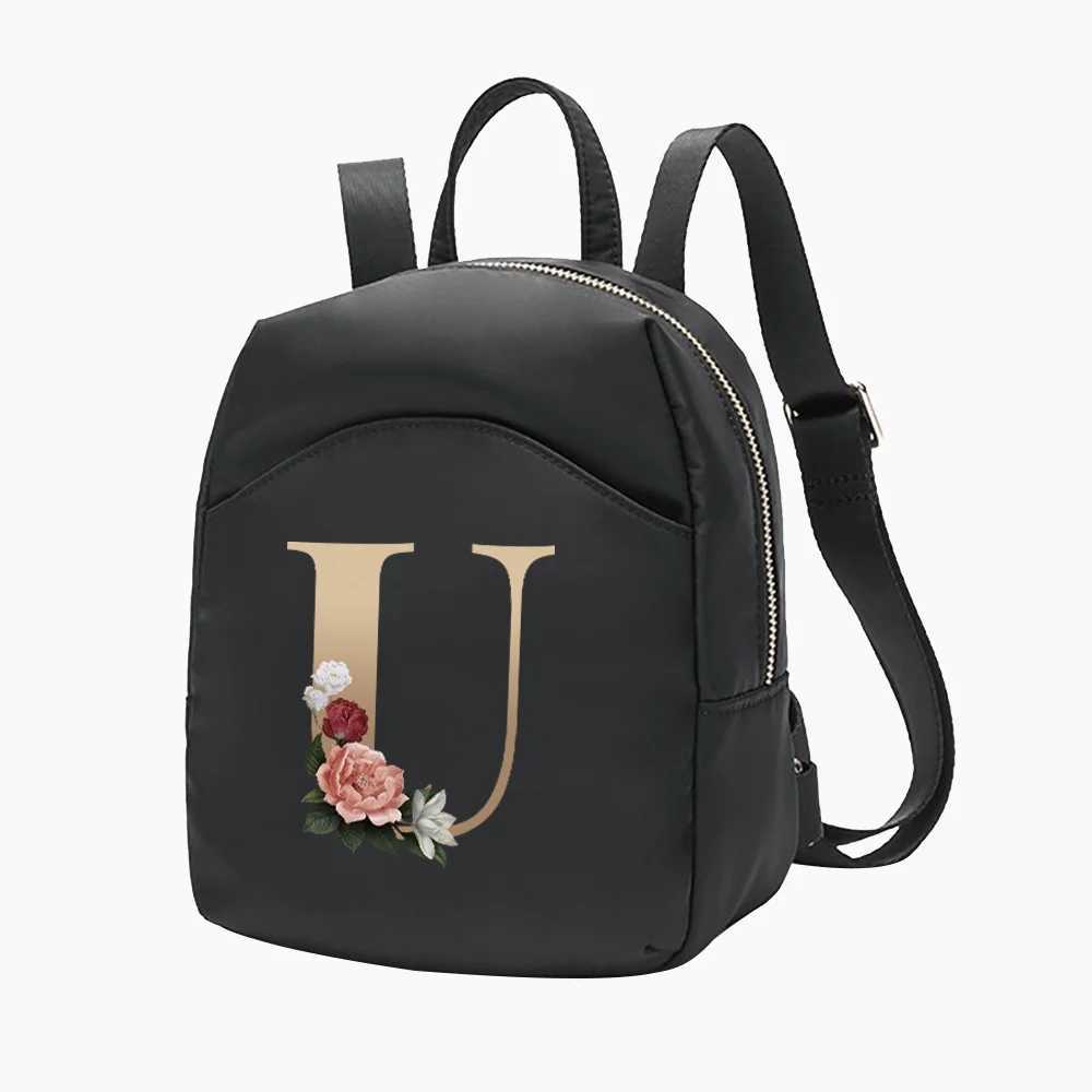Women Mini Backpack Shoulders Samll School Bag for Girl Crossbody Bag Backpacks Book Bag Gold Letter Series Pattern Shopper BagT251016