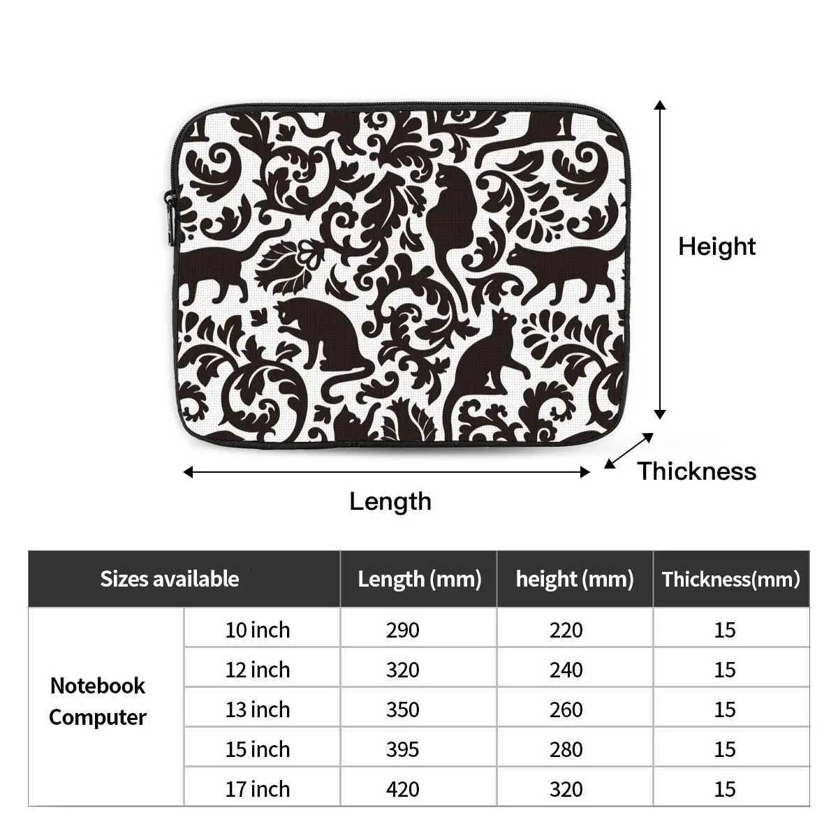 Laptop Liner Sleeve 10 12 13 15 17 Inch Notebook Sleeve Cover Bag for Macbook Air Pro Cat Animal Shockproof CaseW251015