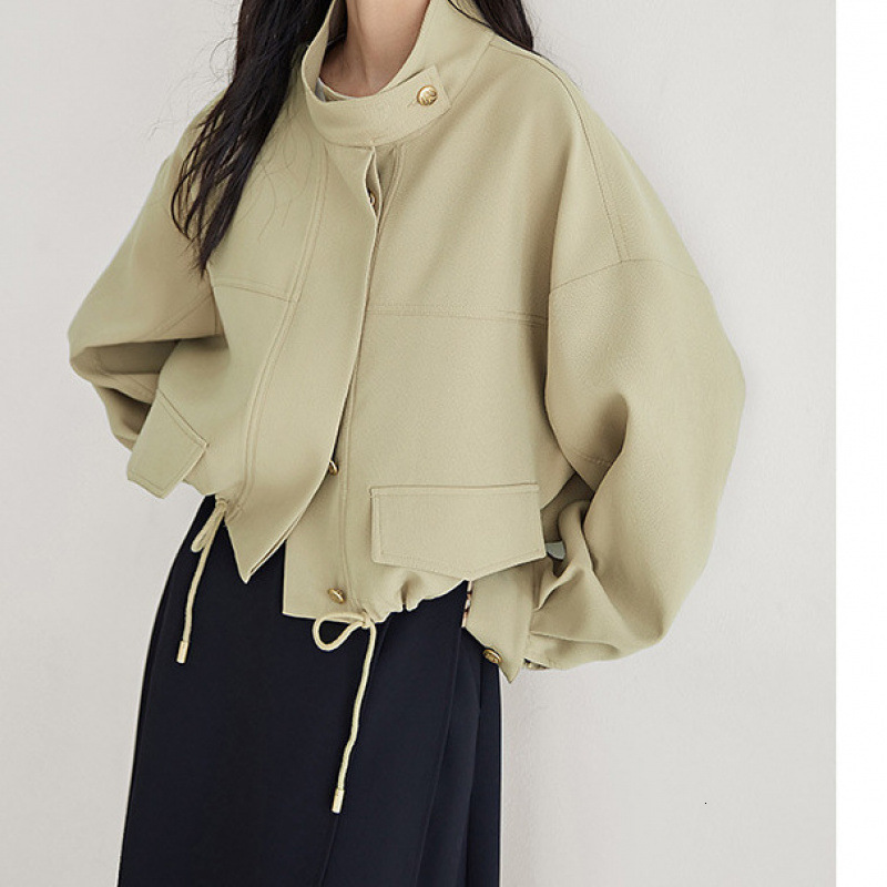 design 2025 autumn and winter new top favorite elegant stand collar luxury women's short windbreaker designer jacket drawstring high-end commutin