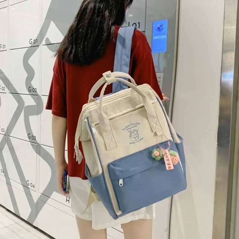 Largecapacity Junior High School Student Schoolbag Color Matching Simple Waterproof Backpack Leisure Travel Storage Bag T251016