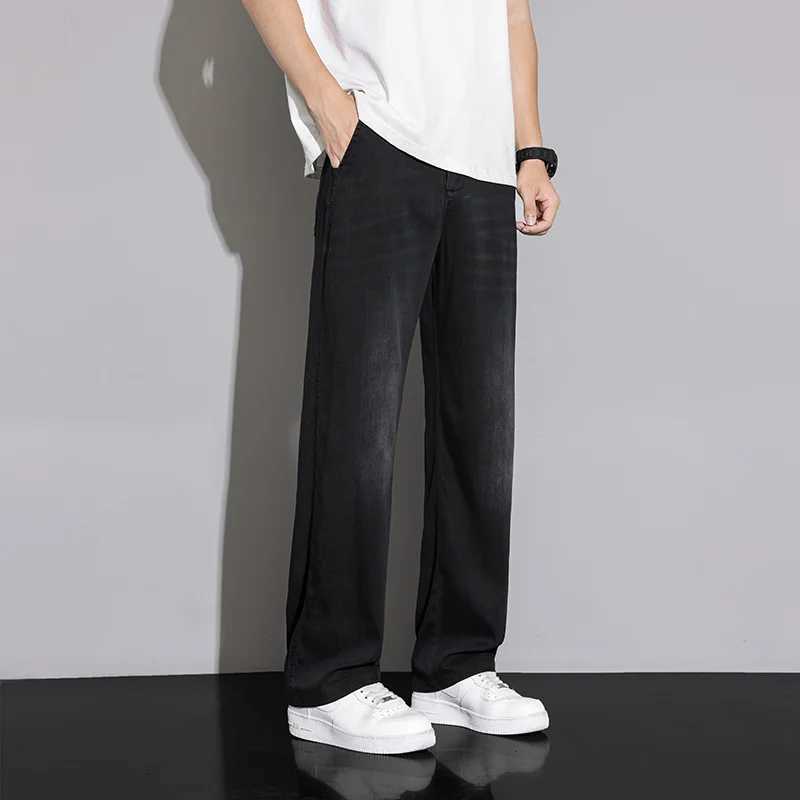 Mens Thin Lyocell Loose Straight Denim Jeans 2025 Summer Autumn Stretch Waist Comfortable Breathable Casual Pants Plus Size 38 J251016