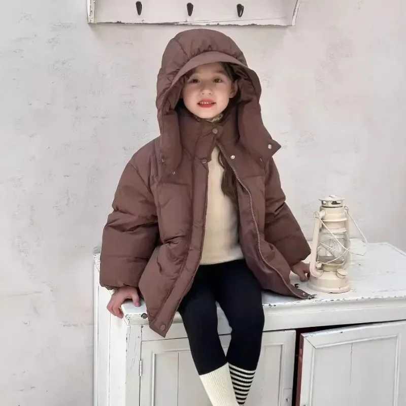 School Children Hooded Down Jacket White Duck Down Thickened Warm Short Outerwear Casual Teenage Boys Girls Parkas Tops ClothesT251016