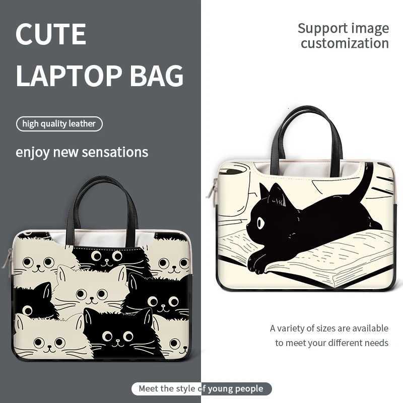 DIY PU Laptop Bag Cat Cover Laptop Sleeve Handle Bag 12 13 14 15 17inch For MacbookHPAsusAcerLenovo Carrying Bag AccessoriesW251015