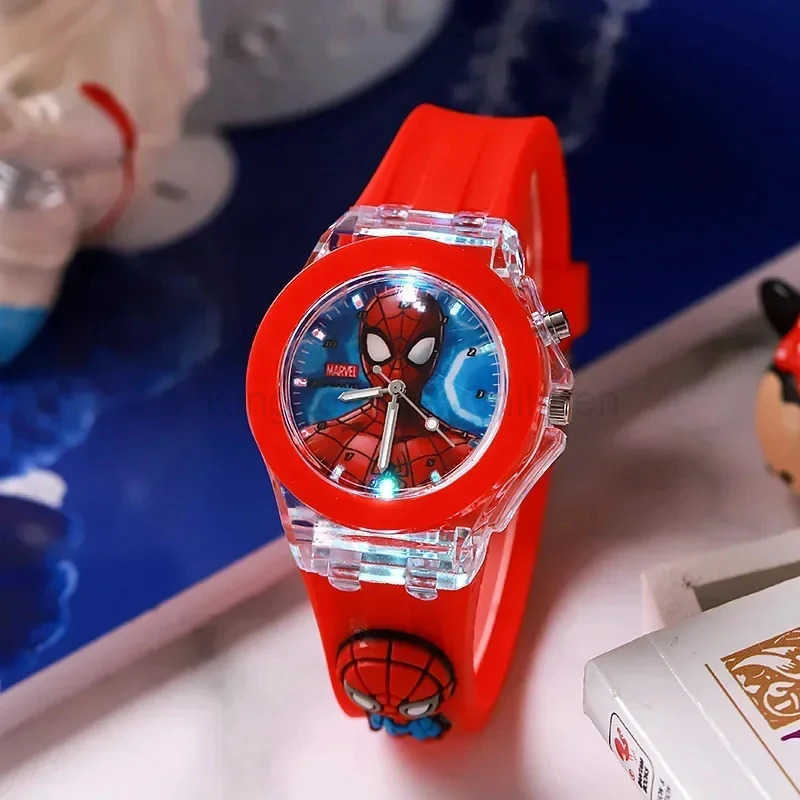Disney Mickey Children Watches Girls Color Light Source Silicone Princess Elsa Kids Watch Boys Gift Wrist Clock H251016