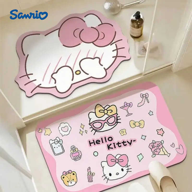 Sanrio Hot Hello Kitty Doormat Foot Mat Carpet Kitchen Bathroom Living Room 2 Sets Household Decoration Kawaii Anime Cartoon New L251016