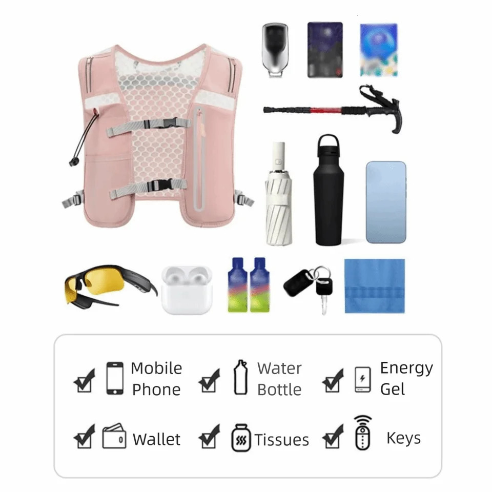 Reflective Running Vest Pack 4L Waterproof Running Hydration Vest Nylon Breathable Water Bottle Storage Vest 251016