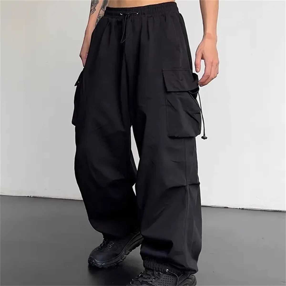 American Spring Summer Men Casual Cargo Pants Pockets Plus Size Black Out Door Elasticity Sports Oversize Pants 46 48 50 J251203