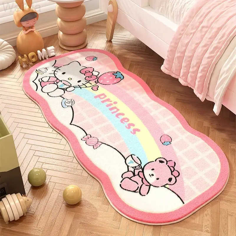 Sanrio Cartoon Hello Kitty Living Room Carpet Lounge Rug Cute HelloKitty Bedroom Bedside Plush Rug Kitty Cat Floor Mat Decor L251016
