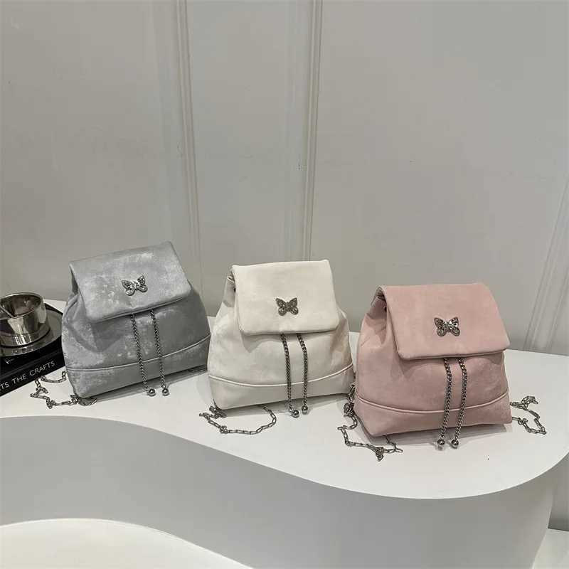 Niche Backpack Womens Bag Trend 2025 New Butterfly Chain Small Backpack Fashionable Commuting BackpackT251016