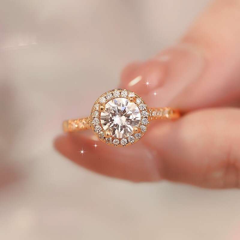 Live Hot Sale One Princess Round Bag Ring for Women Champagne gold Light Luxury Fashionable Elegant Jewelry ddmypluto