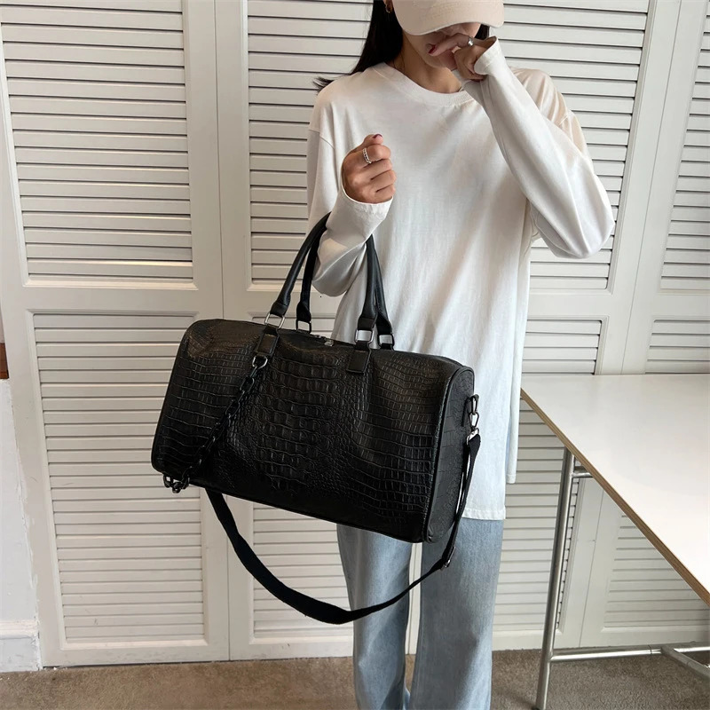 Candy Color Gym Female Bags PU Soft Leather Multifunction Training Fitness Shoulder Traveling Handbag Striped Sport Bag 251010