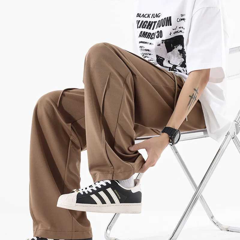 Man Elastic Waistband Casual Pants 2025 New Arrival Loose Fit Straight Leg Trousers Minimalist Versatile Structured Pants J251203
