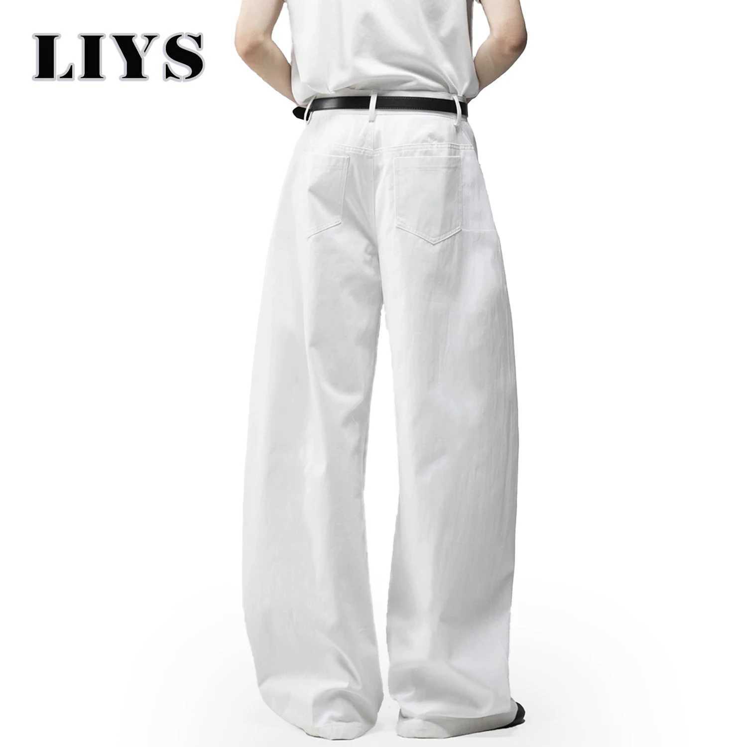 Mens White Baggy Machete WideLeg Jeans Daily Casual Denim Pants Solid Business Ladies Balloon Pants High Street Mens Clothes J251016