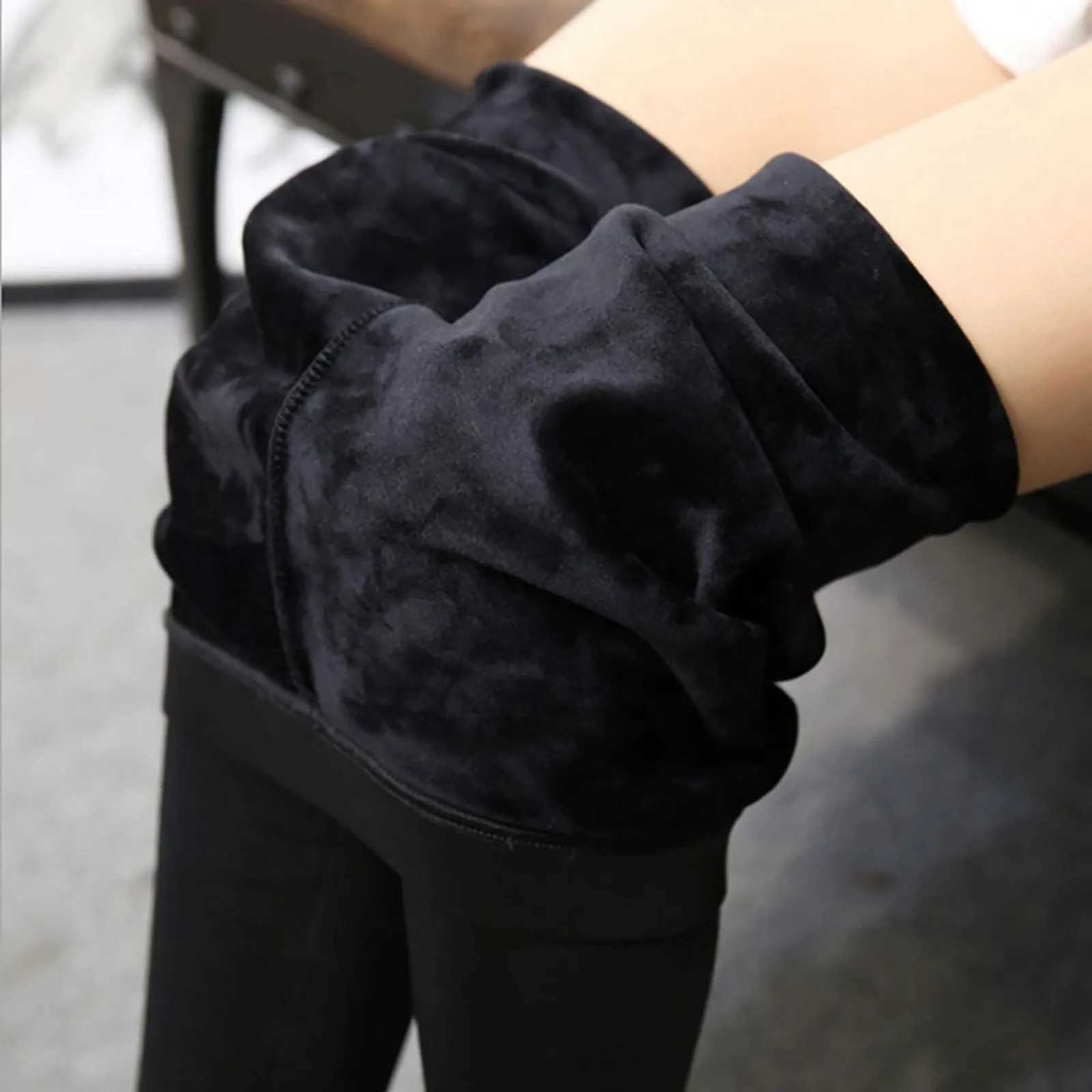 Plus Size 4XL Warm Imitation Leather Leggings Women Pantalones High Waist Thermal Pants Winter Silk Fleece Trousers JeggingsT251016